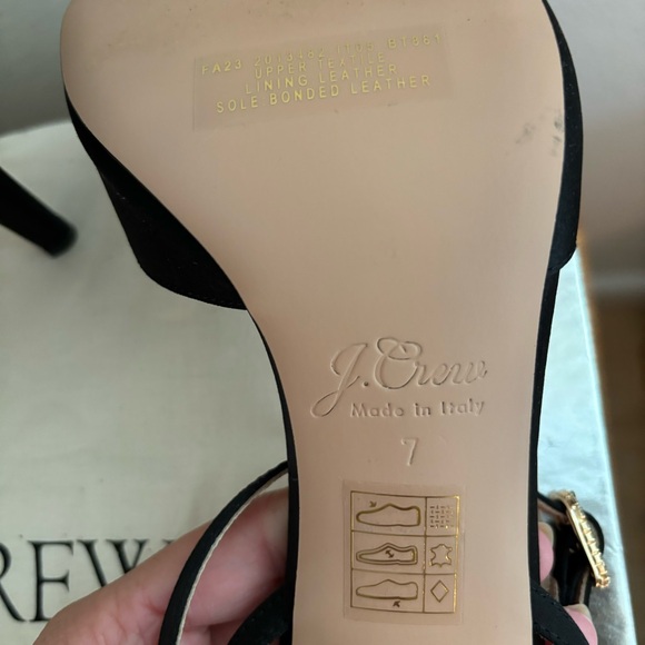 NIB J. Crew Satin Peep Toe Rylie Sandal in Black Sz 37 - Picture 7 of 9